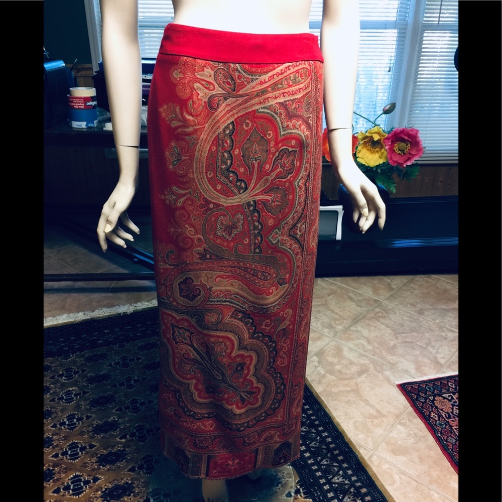 Talbots red wrap skirt size 10